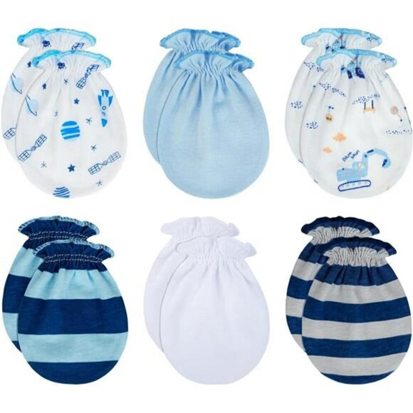 Mittens and Caps 100% Cotton for Newborn Baby 0-6 Months Boys Girls No Scratch - Picture 1 of 7